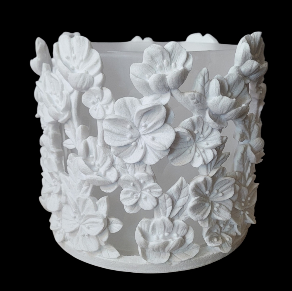 Elegant Floral White Candle Holder Floral